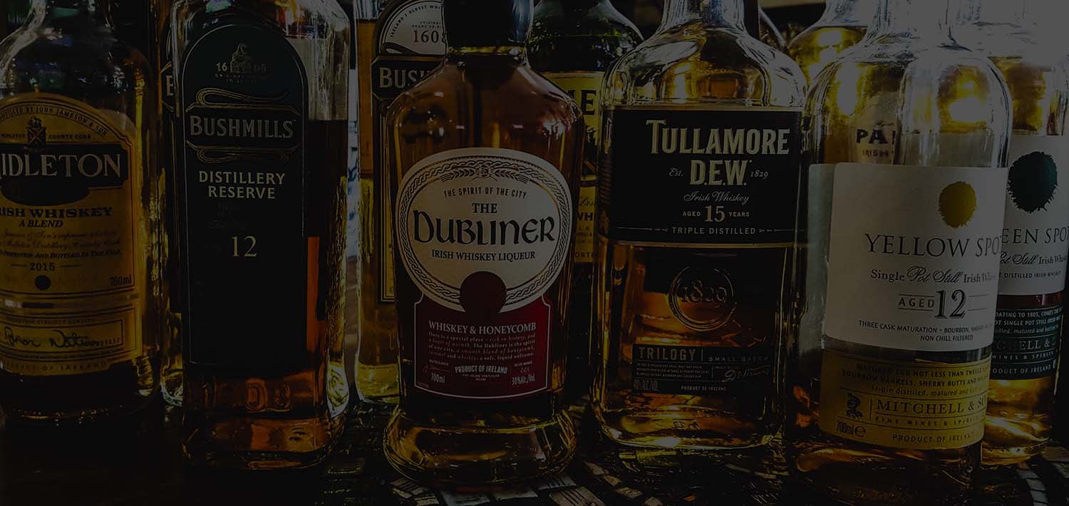 Irish whiskey selection